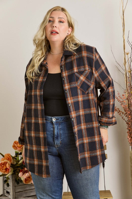 Plus Size Plaid Flannel Shirt