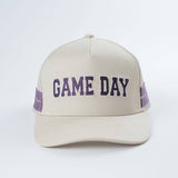 Embroidered Game Day Double Stripe Trucker Hat: Maroon