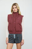 Cropped Mock Neck Snap Puffer Vest