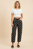 Polka Dot High Rise Straight Leg Pants - Black