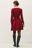 Wine Belted Sweater Dress