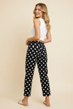 Polka Dot High Rise Straight Leg Pants - Black