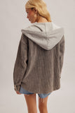 Snow Wash Corduroy Shacket - Slate