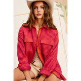 Waffle Textured Oversized Button Down Shacket Fall