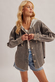 Snow Wash Corduroy Shacket - Slate