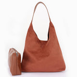 Faux Suede Bindle Bag with Pouch