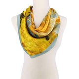 Luxurious Silk-Feel Square Scarf - Golden Tree