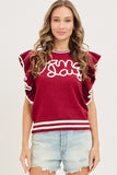 Game Day Ruffle Sleeve - Burgandy