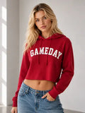 Gameday Printed Hooded Crop Sweatshirt