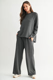 Mono B Luxe Sand Rib Wide Leg Pants