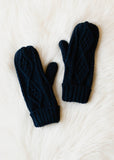 Navy Cable Knit Mittens