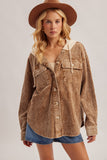 Snow Wash Corduroy Shacket - Taupe