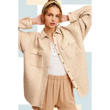 Waffle Textured Oversized Button Down Shacket Fall