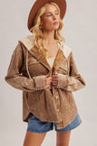 Snow Wash Corduroy Shacket - Taupe