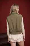 Cropped Mock Neck Snap Puffer Vest