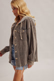 Snow Wash Corduroy Shacket - Slate