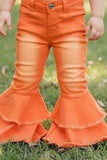 Orange Double Layer Denim Bell Pant