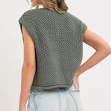 Button Closure Knit Vest Top