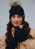 Navy Cable Knit Mittens