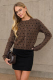 Polka Dot Round Neck Button Down Cardigan
