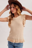 Ruffle Sleeveless Sweater Top