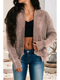 Washed exposed Seam Patchwork Knit Open Sweater Cardigan - Chestnut