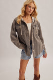Snow Wash Corduroy Shacket - Slate
