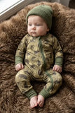 Moss Green Wild Animal Baby Romper