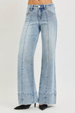Tummy Control Mid Rise Ankle Wide Flare Jeans