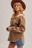 Snow Wash Corduroy Shacket - Taupe