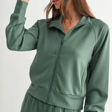 Mono B Luxe Sand Wash Rib Zip Jacket