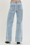 Tummy Control Mid Rise Ankle Wide Flare Jeans