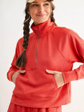 Mono B Luxe Rib 1/4 Zip Sweater - Brushed Brick