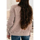 Washed exposed Seam Patchwork Knit Open Sweater Cardigan - Chestnut