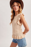 Ruffle Sleeveless Sweater Top