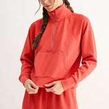 Mono B Luxe Rib 1/4 Zip Sweater - Brushed Brick