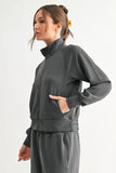 Mono B Luxe Sand Wash Rib Zip Jacket