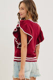 Game Day Ruffle Sleeve - Burgandy