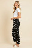 Polka Dot High Rise Straight Leg Pants - Black
