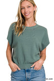 Round Neck Short Dolman Sleeve Sweater