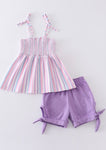 Purple Striped Smock Set