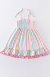 Pink-Striped Smock Dress