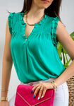 Smoke Yoke Blouse - Kelly Green