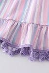 Purple-Striped Smocked Dress