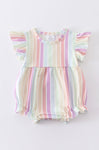 Multi-Striped Ruffle Bubble Romper