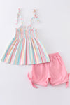 Pink Striped Smocked Set