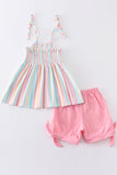 Pink Striped Smocked Set