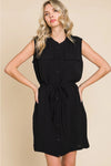 Blk Tie-Belt Dress