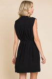 Blk Tie-Belt Dress