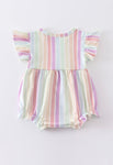 Multi-Striped Ruffle Bubble Romper